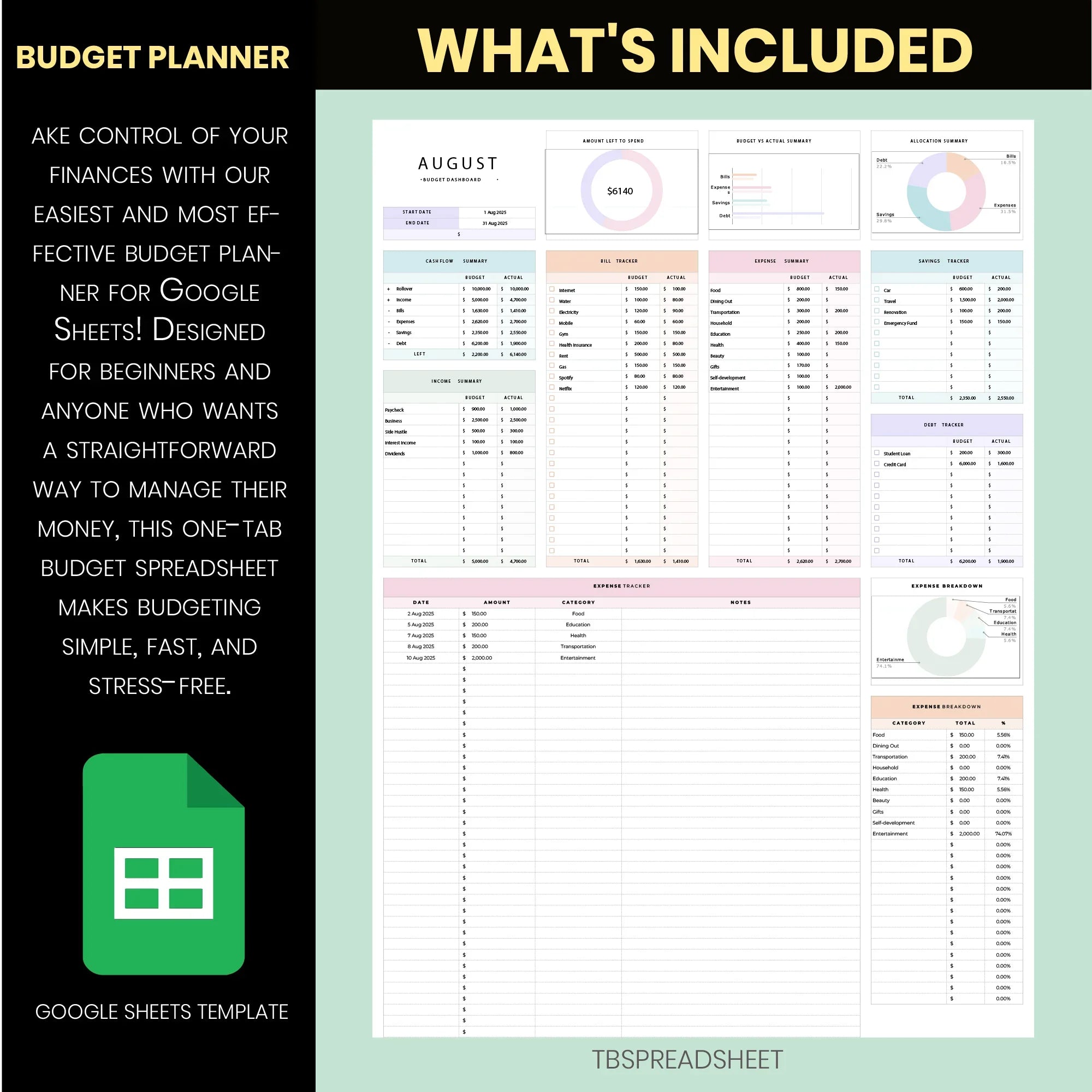 Simple Budget Spreadsheet 2026 Monthly Paycheck & Expense Tracker
