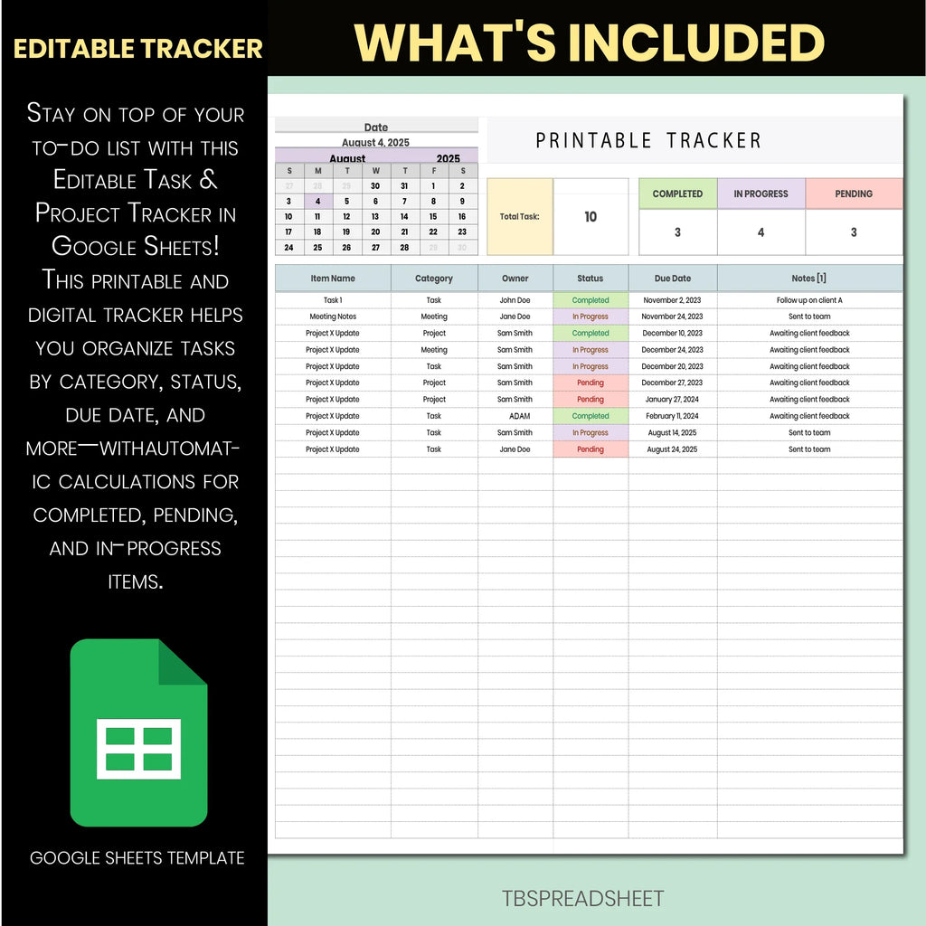 Editable Task & Project Tracker for Teachers | Google Sheets Classroom Assignment & Planning Tool