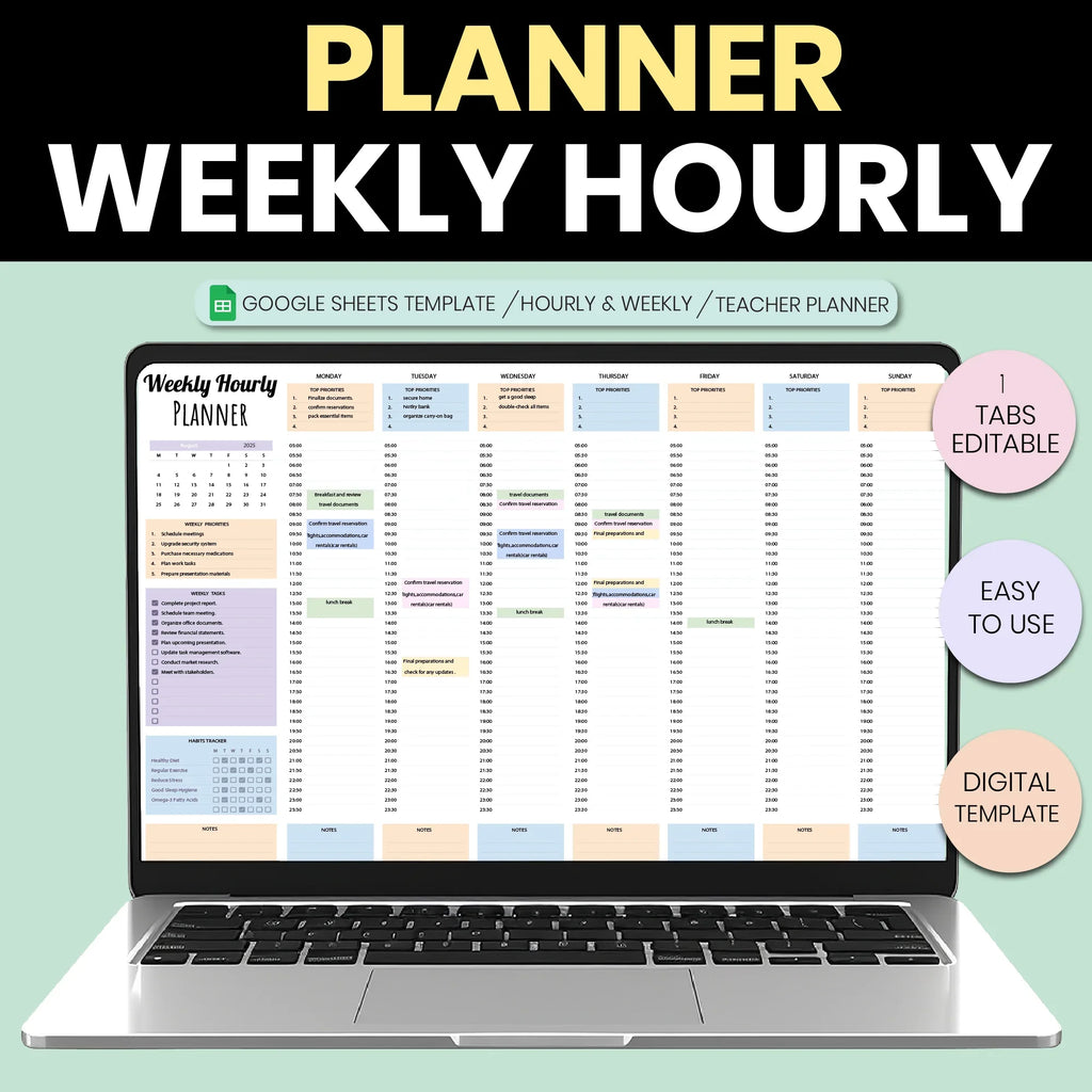 Weekly Hourly Planner Google Sheets