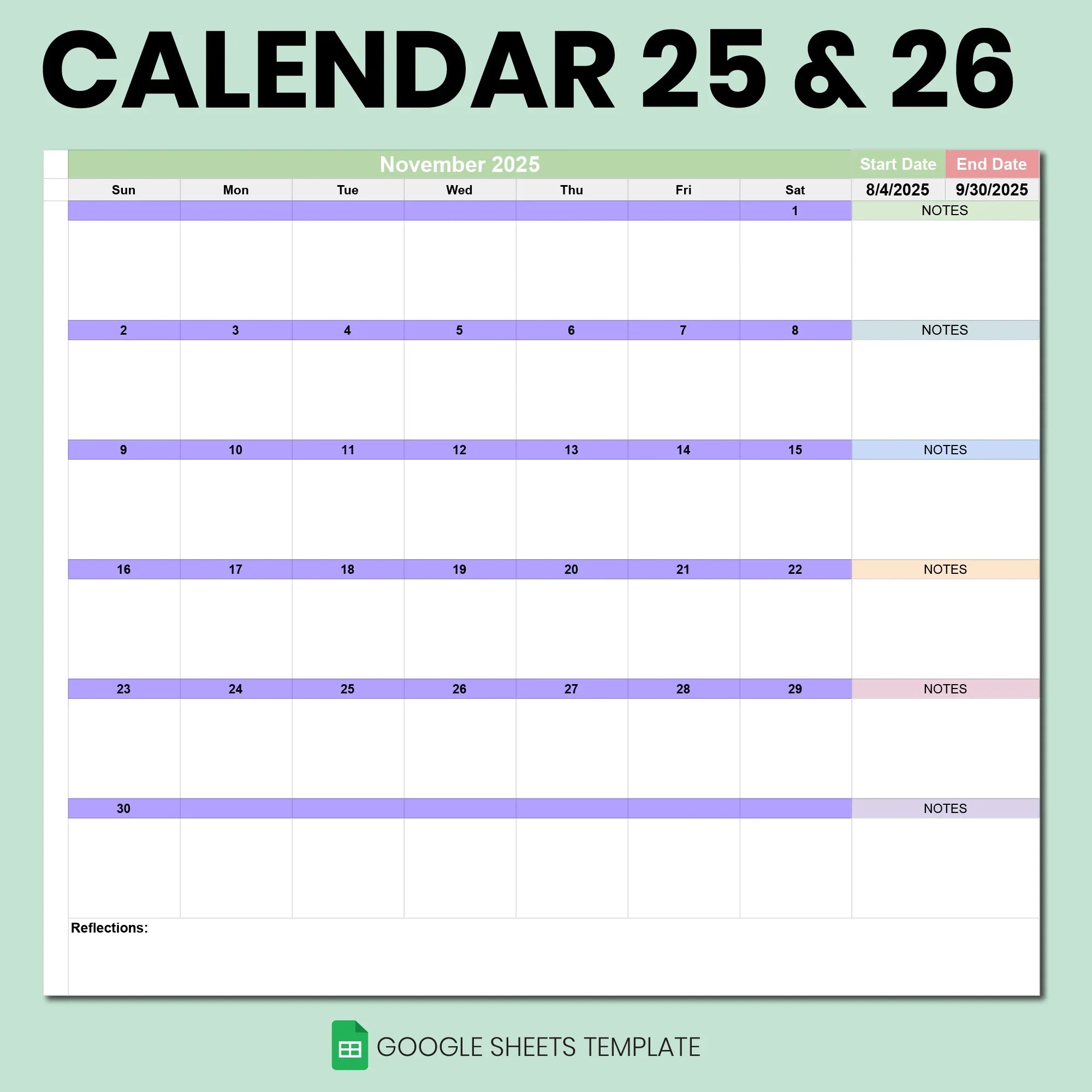 Automatic Teacher Calendar 2025–2026 | Editable Academic Year Google Sheets Monthly Planner